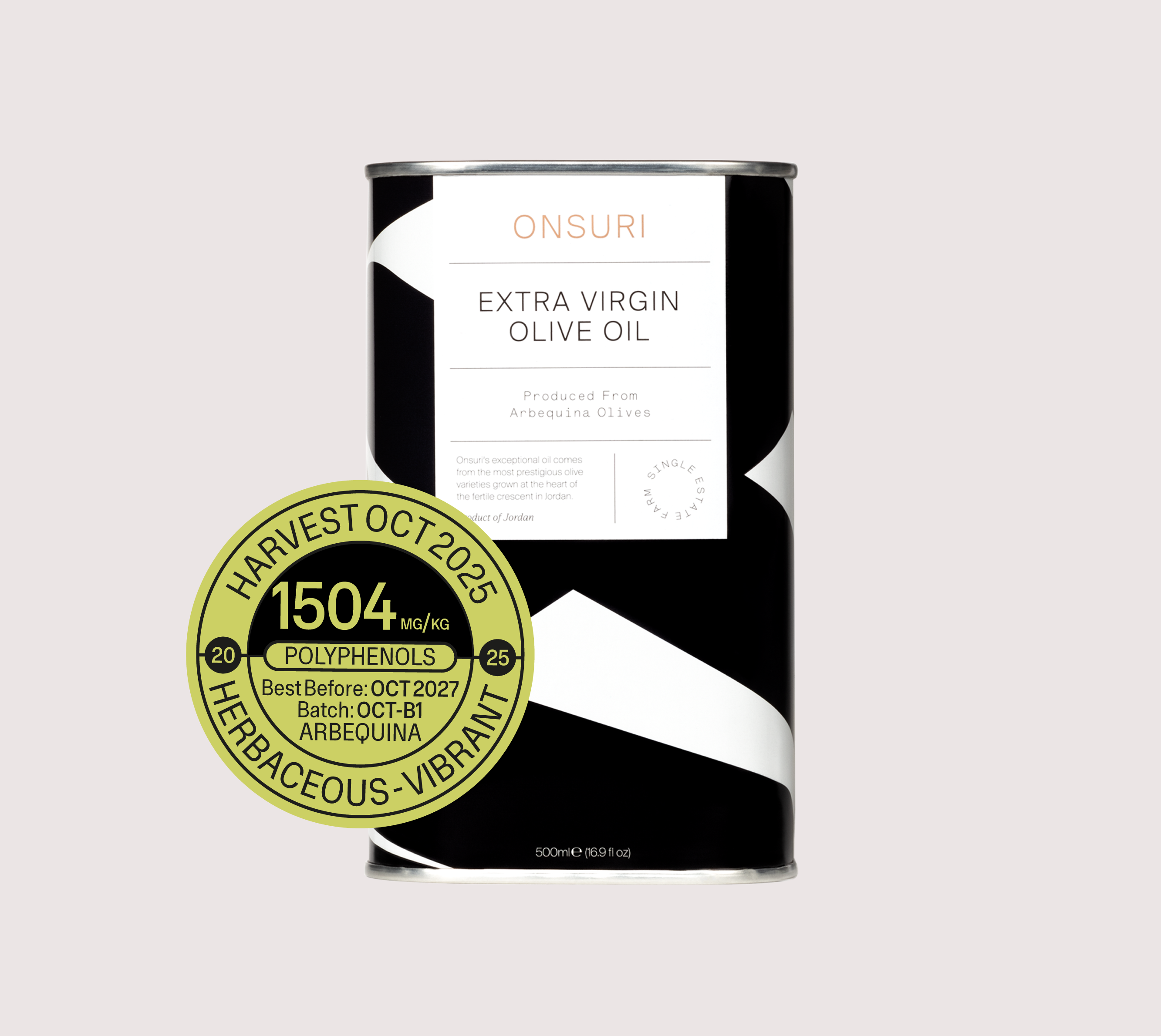 Arbequina 2025/26 EVOO 500ml Tin | ONSURI Arbequina 2025/26 EVOO 500ml Tin | ONSURI