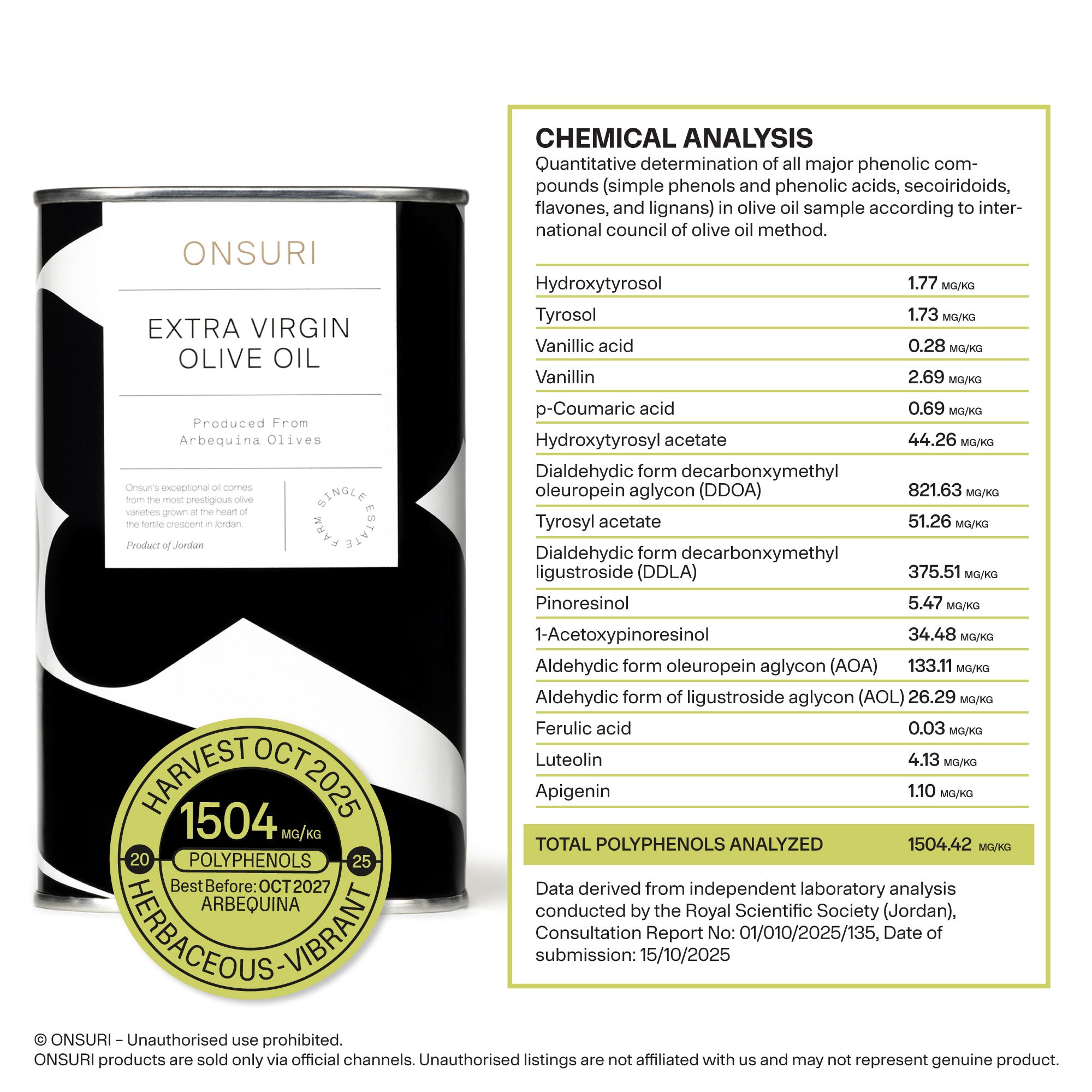 Arbequina 2025/26 EVOO 500ml Tin | ONSURI